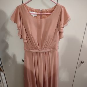 Azazie Daphne Champagne Rose Bridesmaid Dress size 12